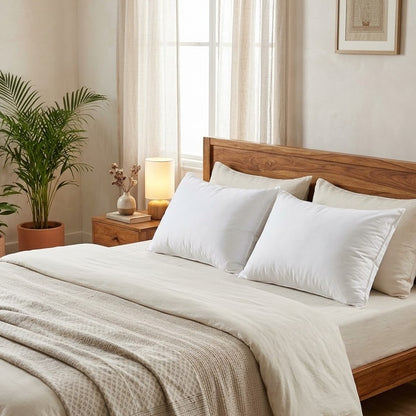 Premium Soft Microfiber Pillow – Buy 1 Get 1 Free (Pack of 2) – on a bed